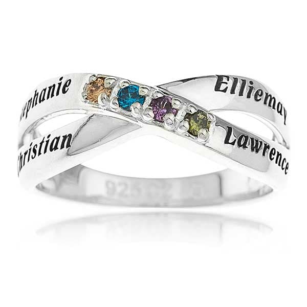 Family Birthstone Personalized Sterling Silver Ring product image